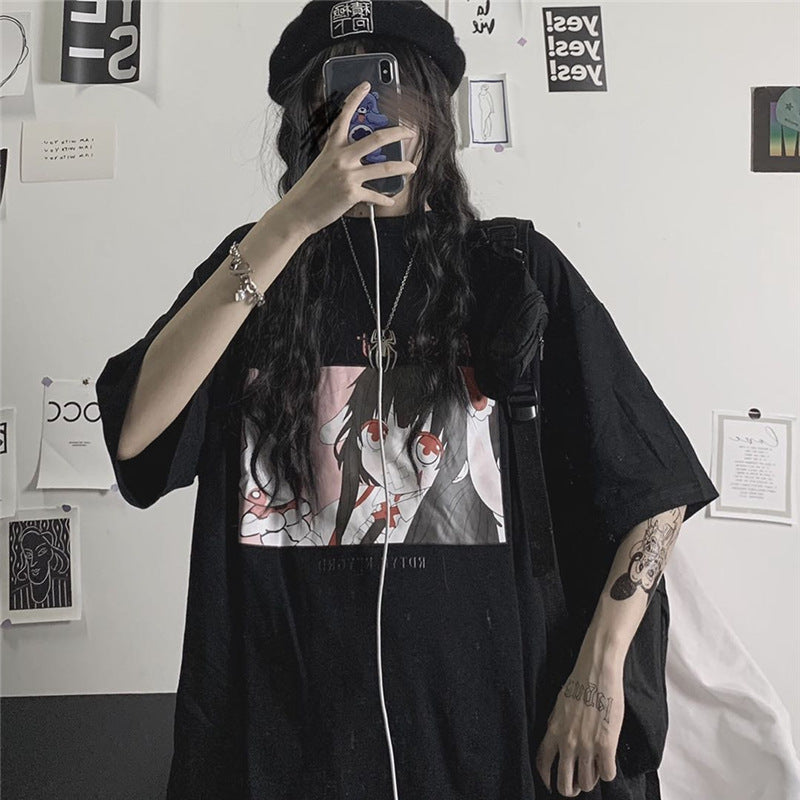Korean Style Cartoon Loose Short Sleeve T-Shirt for Women