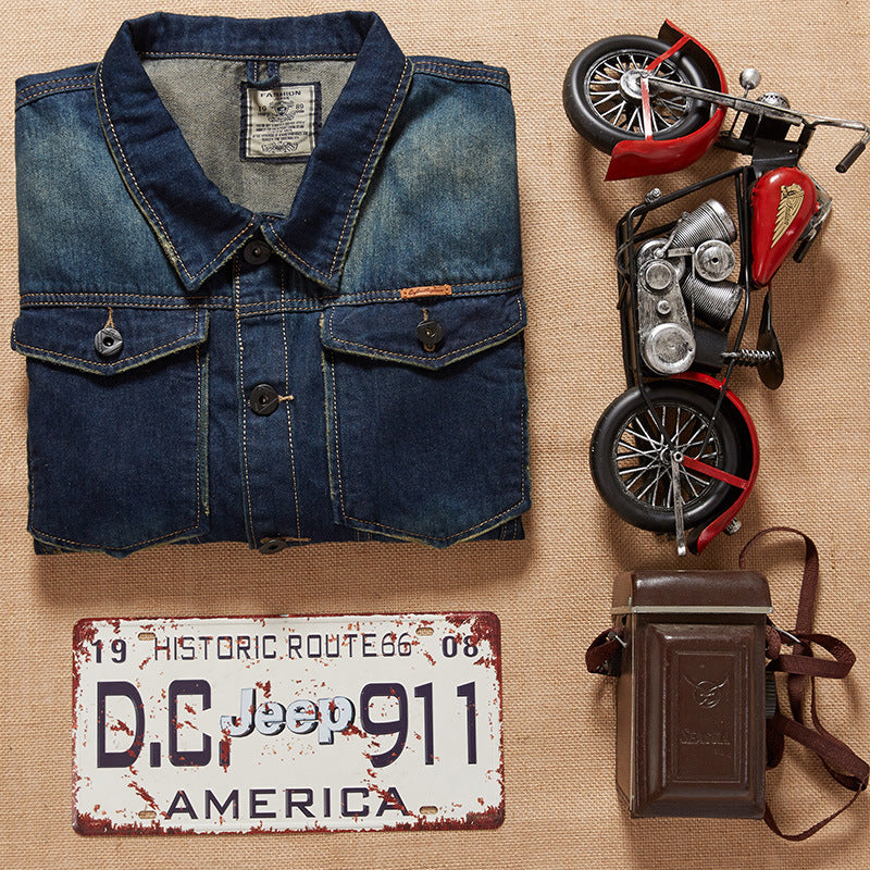 Men's Plus Size Slim Fit Denim Jacket for Fall/Winter