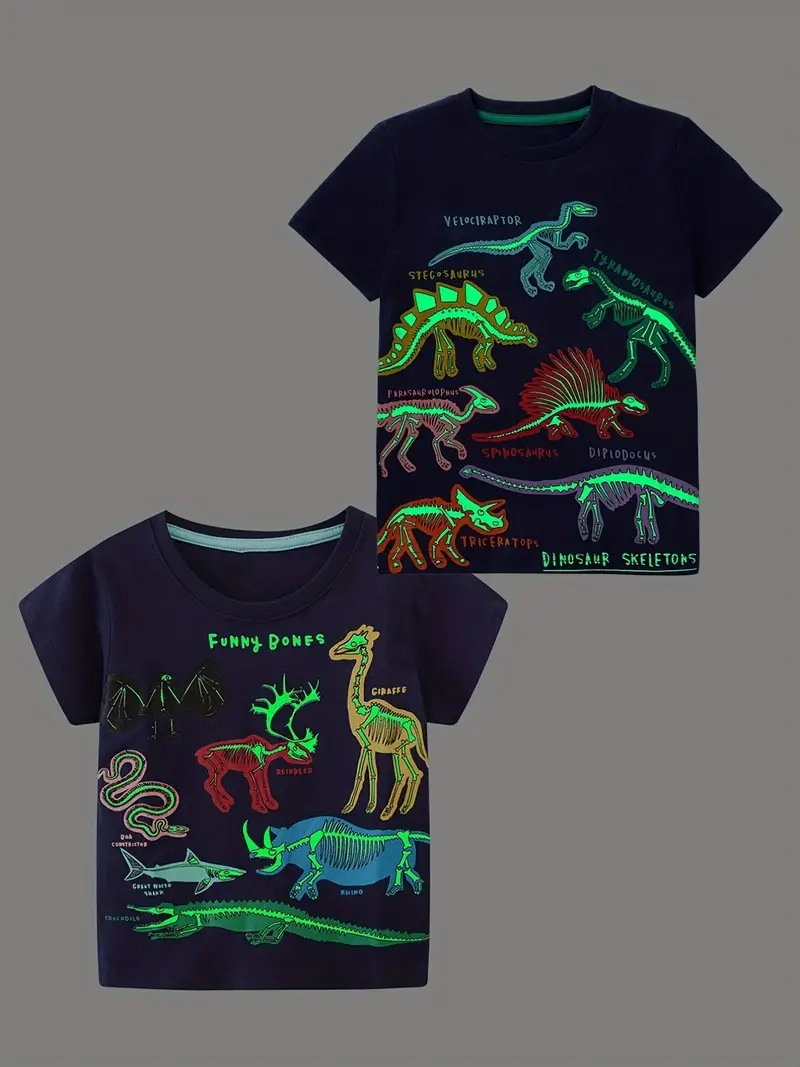 Children's Short-Sleeved T-Shirt with Cartoon Car Print