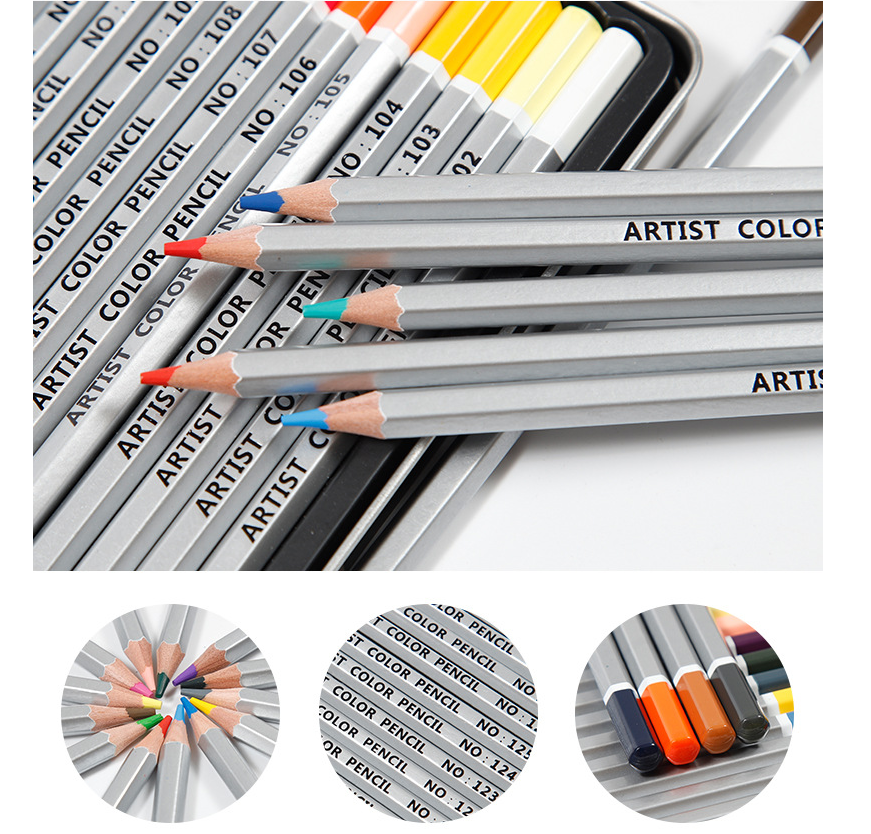 36-Color Colored Pencil Set in Metal Box for Art