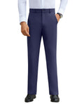 DEMEANOR Stretch Mens Dress Pants Slim Fit Dress Pants for Men Expandable Waist Wrinkle Free Work Dress Pants Golf Pants Navy Blue