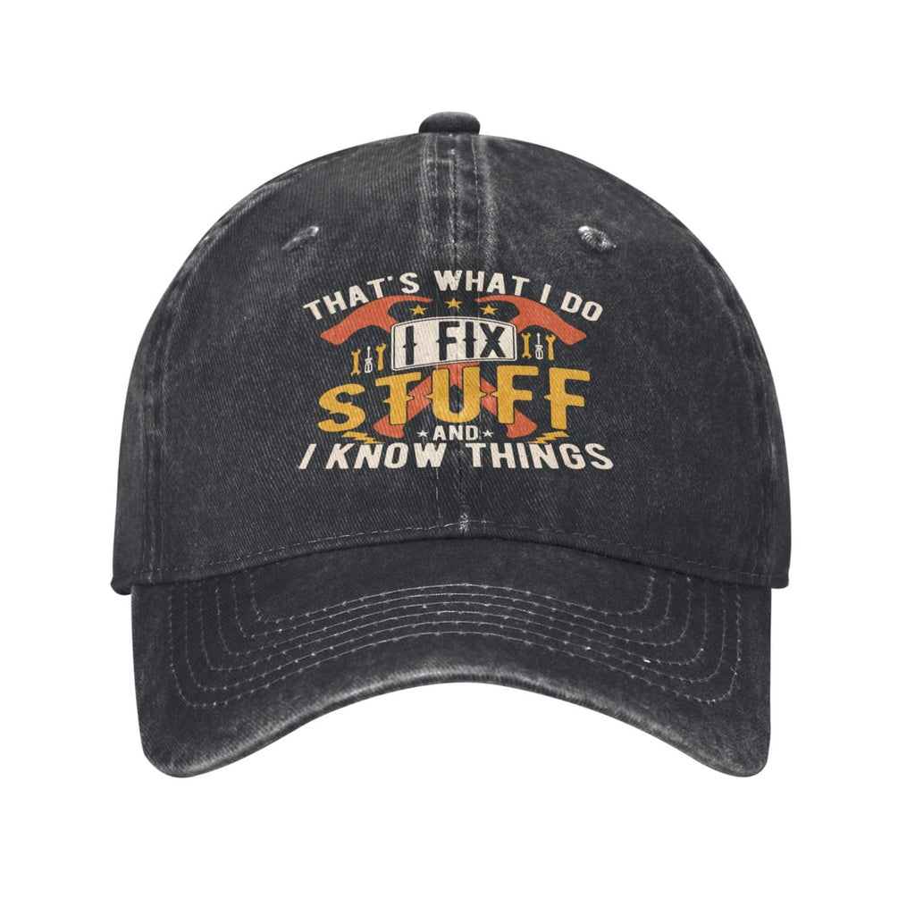 Gwokloeng Chapeaux Amusants pour Hommes Cadeaux pour Hommes Papa Lui Je Répare des Choses Chapeau Hommes Femmes Casquettes de Baseball Unisexes Casquette Graphique Noir