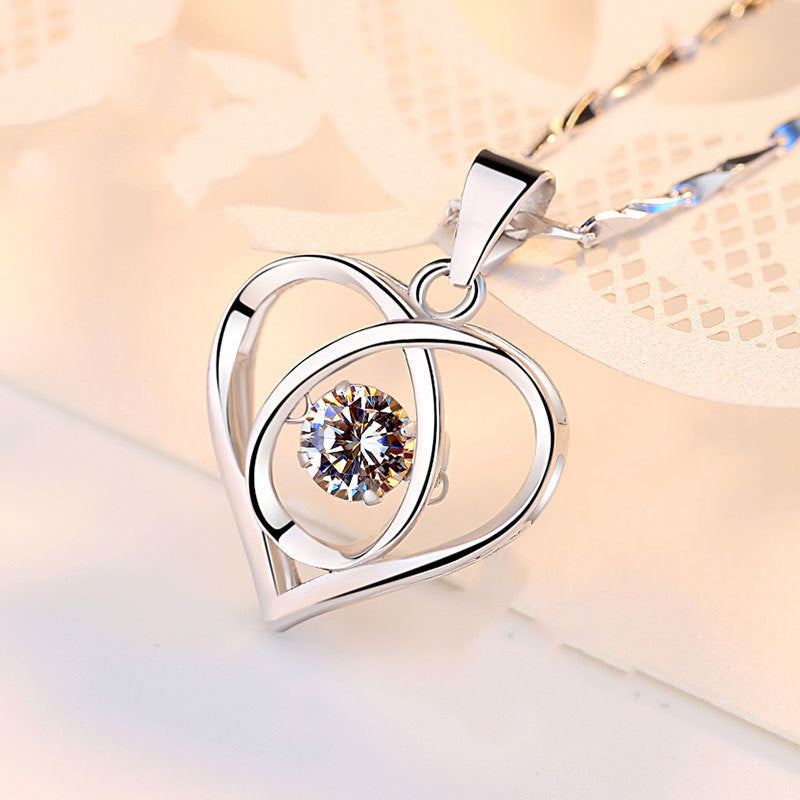 Sterling Silver 999 Heart Pendant Necklace for Women
