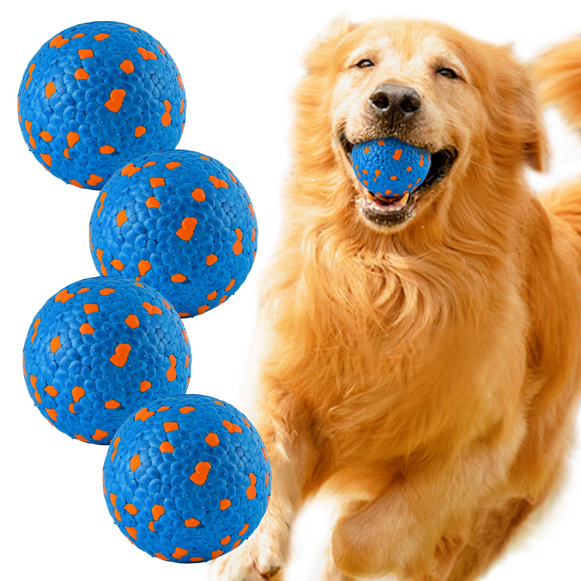 Farish High Bounce Dog Balls for Aggressive Chewers Floating Dog Toys for Water FetchDurable Tennis Balls for Dogs Indestructible Dog Toys for Large Dogs Aggressive ChewersDog Pool ToysPack of 4