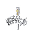 BIZK Bible Cross Angel Charm 925 Sterling Silver Charms for Bracelets and Necklaces for Birthday Valentines Day Fashion Jewelry for Women Friend and Mother