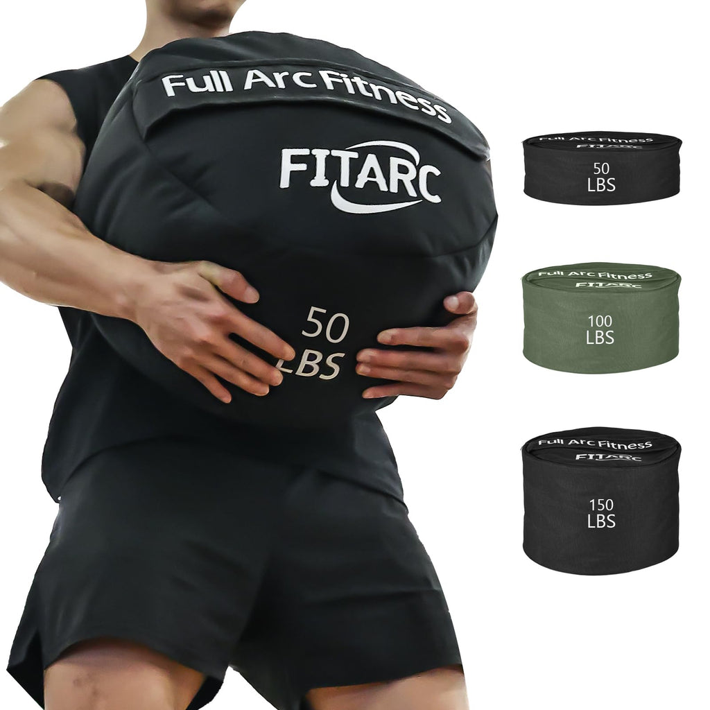 Fitarc Sandbag Workout BagSandbag Training Sandbags for FitnessRound Sandbags for Weight TrainingRound SandbagCross-Training & Exercise Workouts Equipment Sand Not Included (Black 50LB)