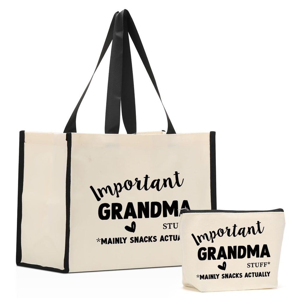 CQM Grandma Gifts Funny Tote Bag Gifts for Grandma Makeup Bag Beach Bag Grandmother Gifts Birthday Gifts for Grandma Women Mimi Nanny Oma Cosmetic Bag Shopping Bags Christmas Thanksgiving Mothers Day