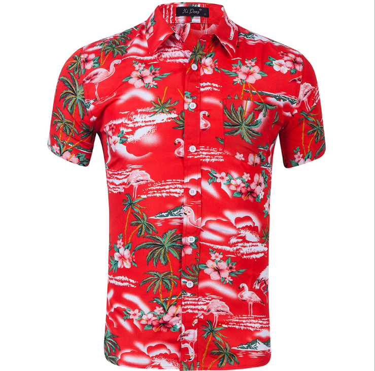 Men's Short Sleeve Hawaiian Print Beach Shirt