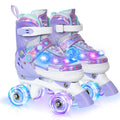 Nattork Patins à roulettes pour enfants, réglables, lumineux pour filles et garçons, violet, rose, sarcelle, patins pour tout-petits, brillants et amusants, pour débutantes