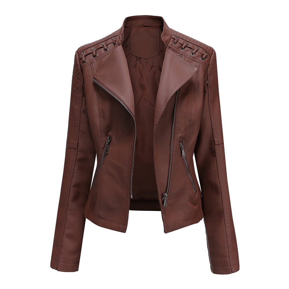 2020 Women's Slim Fit Leather Jacket for Spring/Fall