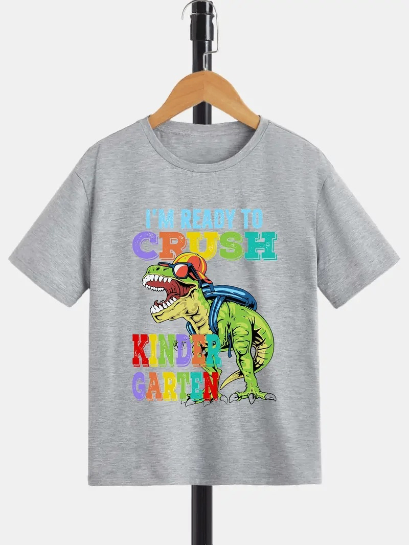 Children's Short-Sleeved T-Shirt with Cartoon Car Print
