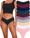 Sth Big 10 Pack Womens Cotton Underwear Sexy Stretch V-Waist Ladies Bikini Panties Low Rise Cotton Cheeky Hipster S-XXL(10AXXL)