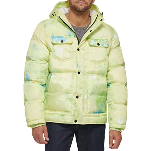 Levis Mens Performance Hooded Puffer Trucker Jacket (Regular & Big & Tall Sizes) Tie-dye M