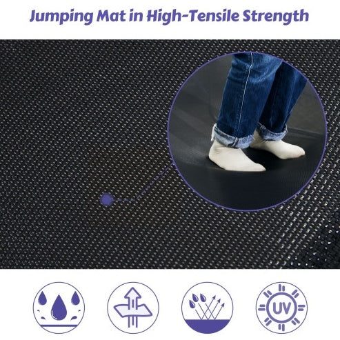 Trampoline Rond Enfant 2,13 m avec Filet de Sécurité, Toboggan et Échelle, Montage Facile, Utilisation Extérieure