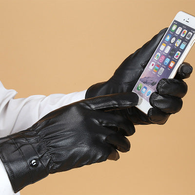 Men's Winter Touchscreen Gloves - Warm Leather for Riding