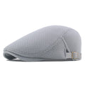 meioro Mens Mesh Flat Cap Breathable Summer Newsboy Hat Beret Ivy Cap Irish Cabbie Gatsby Driving Hunting Hats（Light Grey）