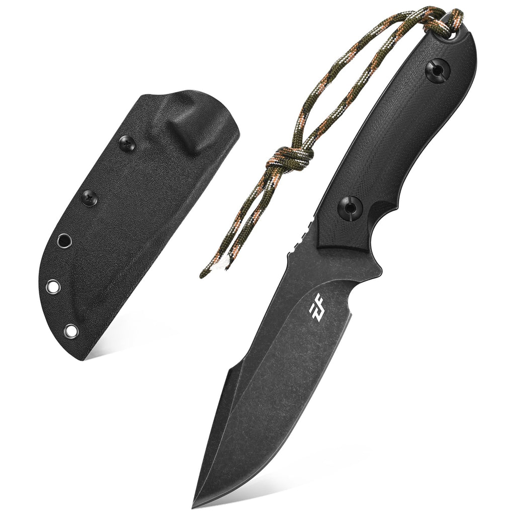 Eafengrow EF130 Fixed Blade Knife DC53 Steel BladeG10 Handle Full Tang Portable EDC Fixed Knifes Straight Knife for Working Camping Hunting Field Adventure(Black)