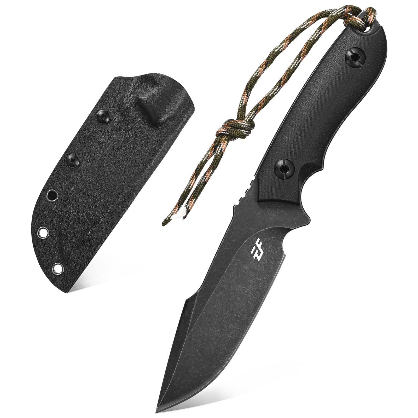 Eafengrow EF130 Fixed Blade Knife DC53 Steel BladeG10 Handle Full Tang Portable EDC Fixed Knifes Straight Knife for Working Camping Hunting Field Adventure(Black)