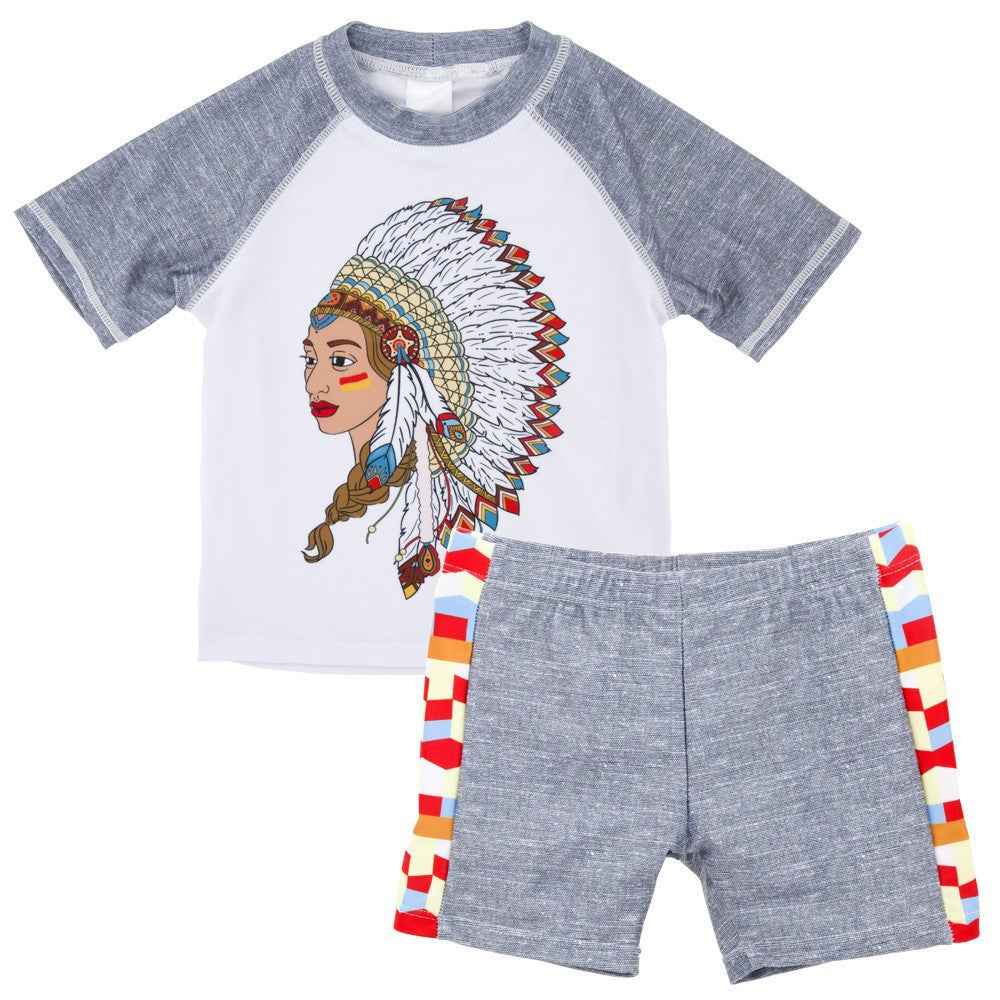 Boys' Cartoon Sun Protection One-Piece Swimsuit