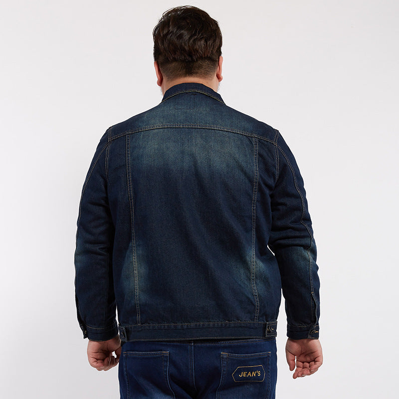 Men's Plus Size Slim Fit Denim Jacket for Fall/Winter