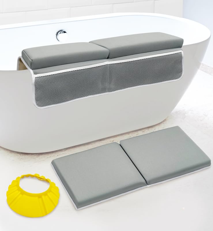 2PC Bath Kneeler and Elbow Rest Pad Set Comfortable Baby Bath Kneeler Baby Bath Bathtub Accessories Kneeling Pad for Baby Bath Bath Toy Organizer Baby Bath Pad Kneeling Mat for Bathing Baby