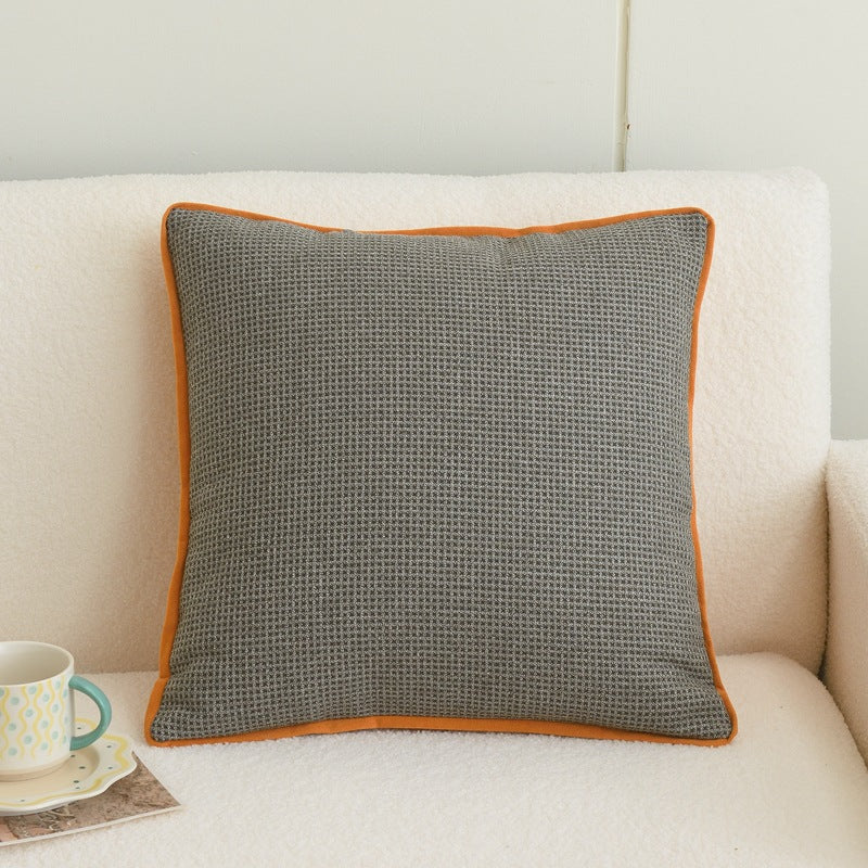 Orange Plaid Cotton and Linen Cushion Pillow Cover