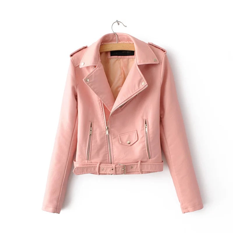 2020 Women's Slim Fit Leather Jacket with Zipper