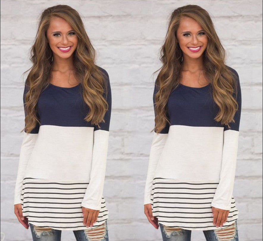 Women's Color-Block Long Sleeve Dress with Lace Back