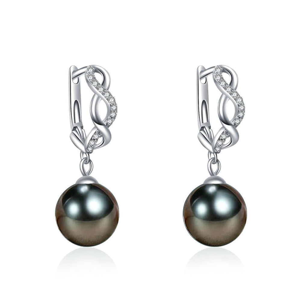 NONNYL Mothers Day gifts for mom women Wife gifts Anniversary Tahitian Black Pearls EarringBirthday day gifts Christmas day gifts Valentines Day gifts for her fine Jewelry Gifts for women wife