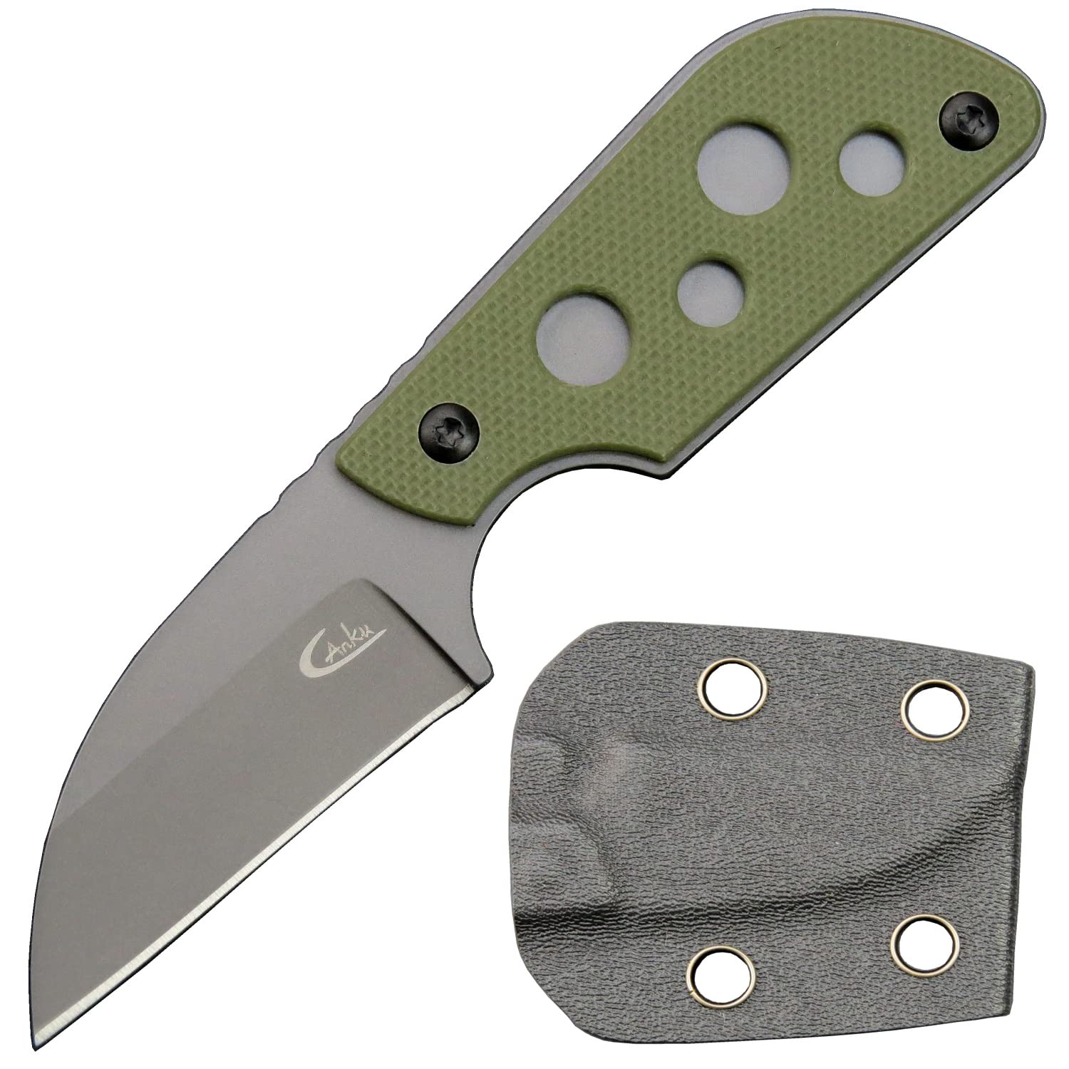 Ccanku C1297 Fixed Blade Knife9Cr18Mov Blade G10 Handle EDC Tool Knifes Neck Knife for Outdoor Camping Hiking FishingHunting with kydex Sheath (Army Green)