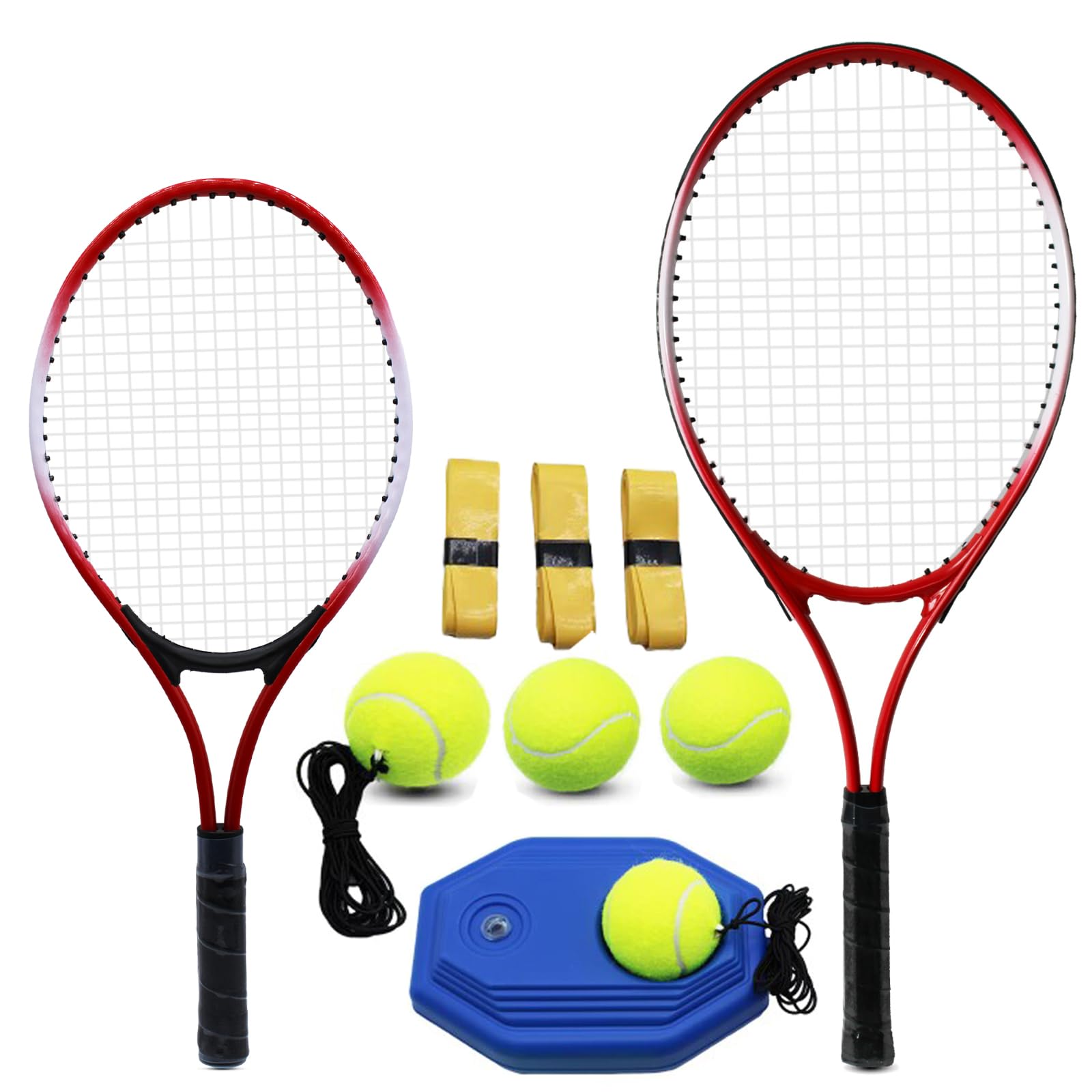 Raquettes de tennis Magicorange pour enfants, 2 joueurs, équipement d'entraînement de tennis pour activités parent-enfant avec balles de rebond pour entraîneur de tennis, ensemble de raquettes de tennis récréatives (Rouge)