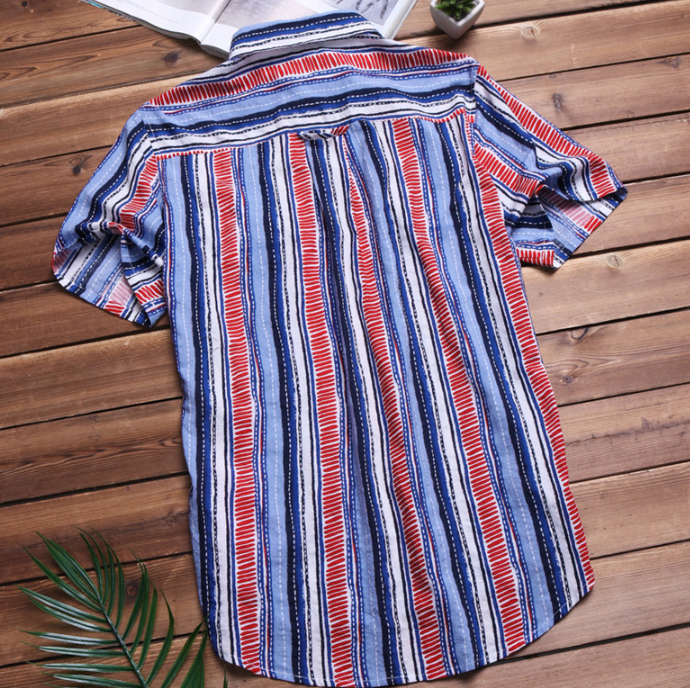 Men's Striped Short Sleeve Shirt - Summer Fashion Style