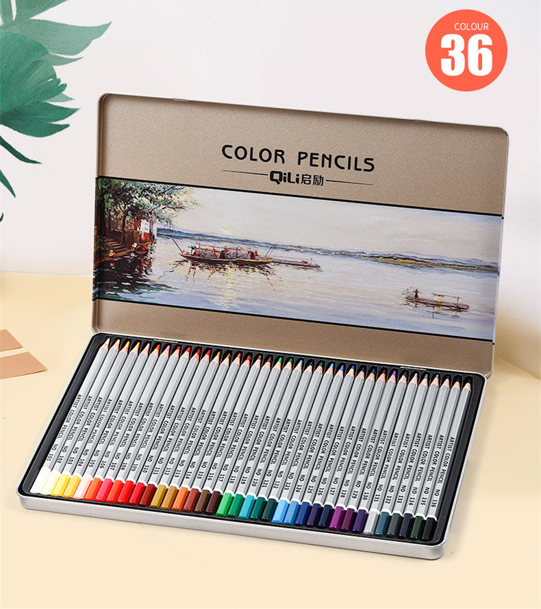 36-Color Colored Pencil Set in Metal Box for Art