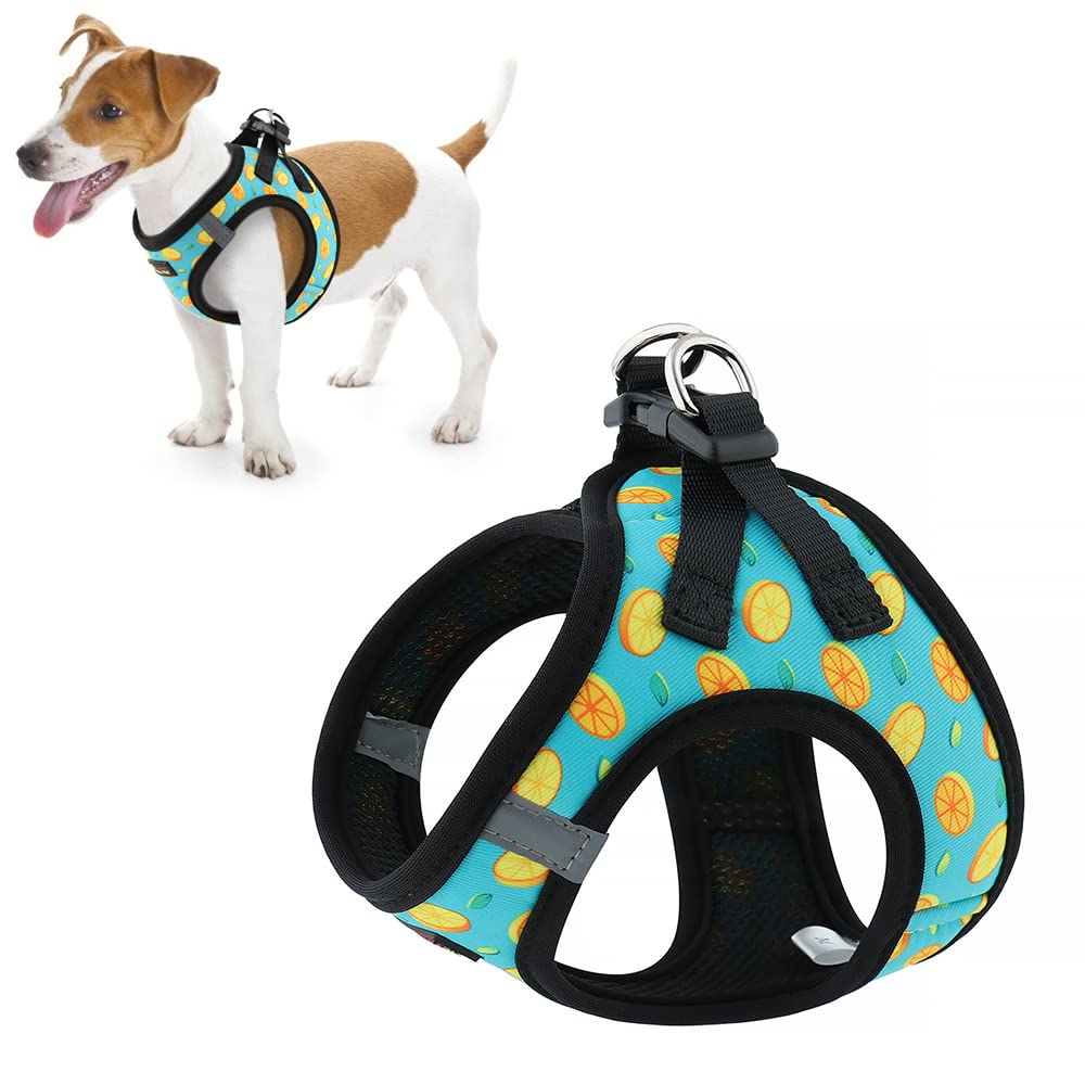 Plutus Pet Step-in Dog Harness Adjustable Reflective Soft Dog Harness Breathable Dog Vest Harness for Cats Puppy and Small Medium Dogs(XL Orange Pattern)