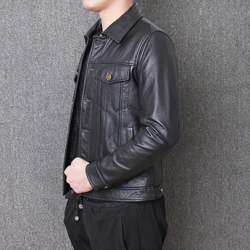 Men's Slim Fit Genuine Leather Motorcycle Jacket