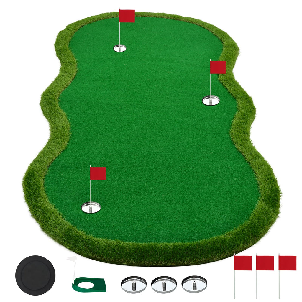 Nice C Putting Green Indoor Putting Green Golf Simulators for Home Golf Putting Mat Putting Mat Putting Green Outdoor Challenge Putting Cup 3 Holes Flags and Slope