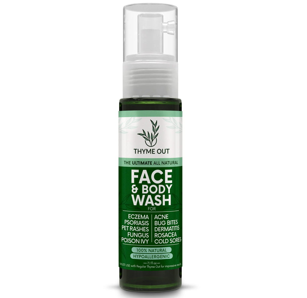 Thyme Out All Natural Face & Body Wash for Eczema Psoriasis Pet Rashes Poison Ivy Acne Bug Bites Dermatitis Rosacea & Cold Sores - Soothes Itching and Irritation (7.1 oz)