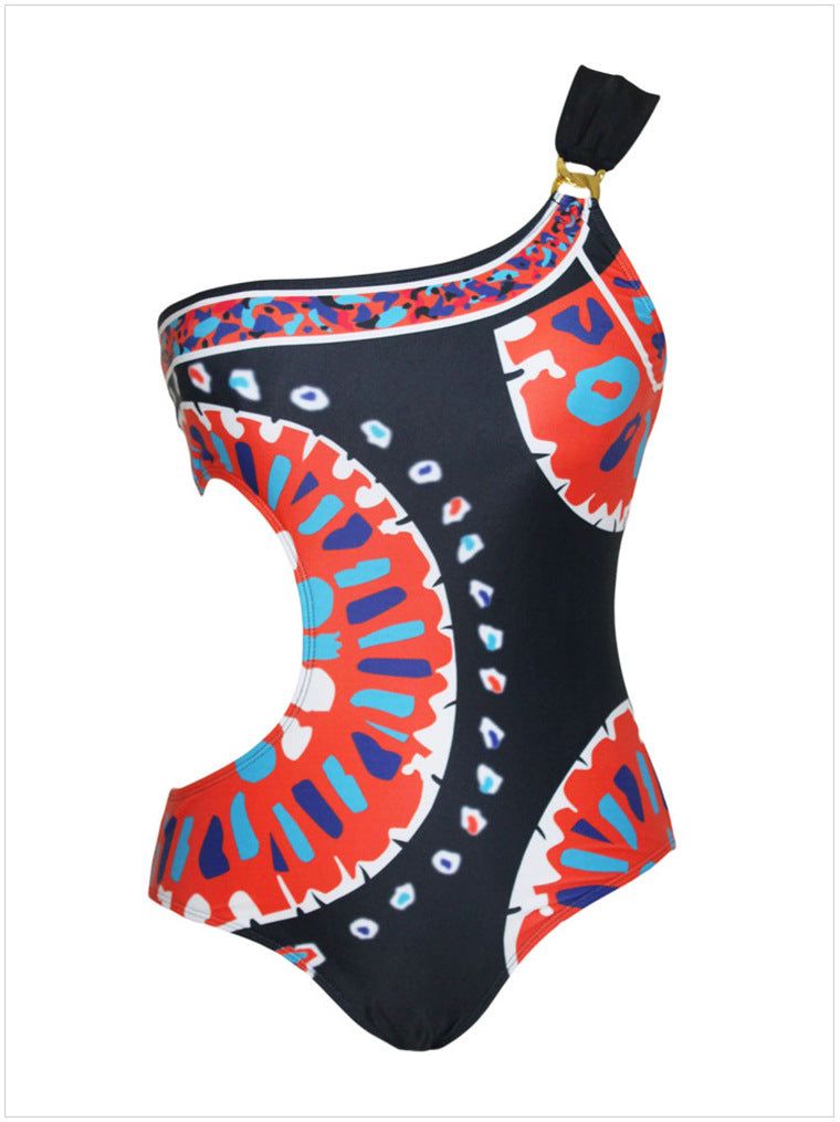 Printed Triangle One-Piece Swimsuit