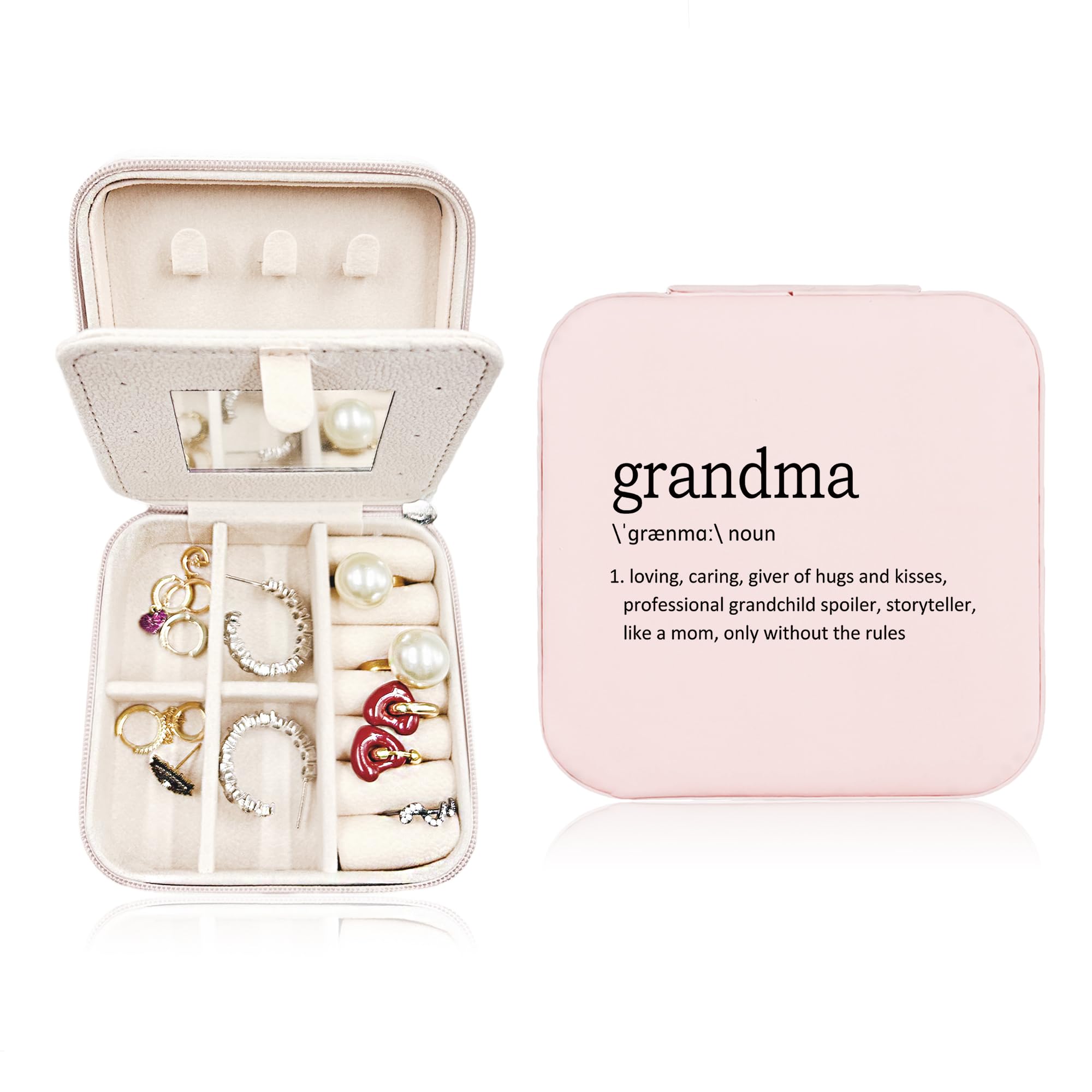 JRTW Mothers Day Gifts for Grandma Travel Jewelry Case for Women Travel Jewelry Organizer Grandma Mothers Day Gift Gramma Jewelry Box for Rings Bracelets Earrings Box Travel Gifts for Grandma