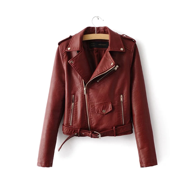 2020 Women's Slim Fit Leather Jacket with Zipper