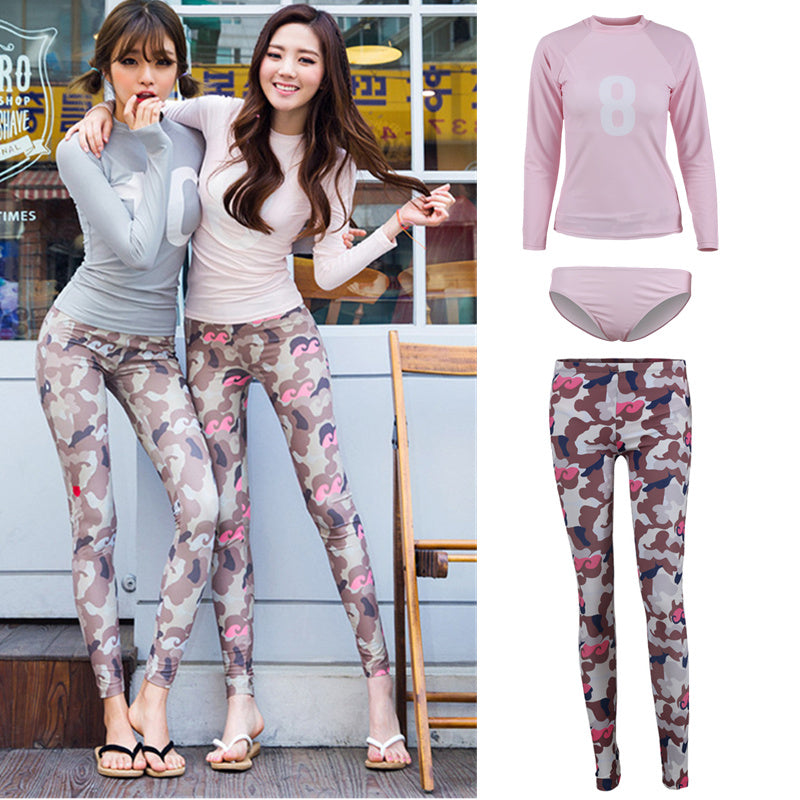 Women's Long Sleeve Two-Piece Sun Protection Swimsuit