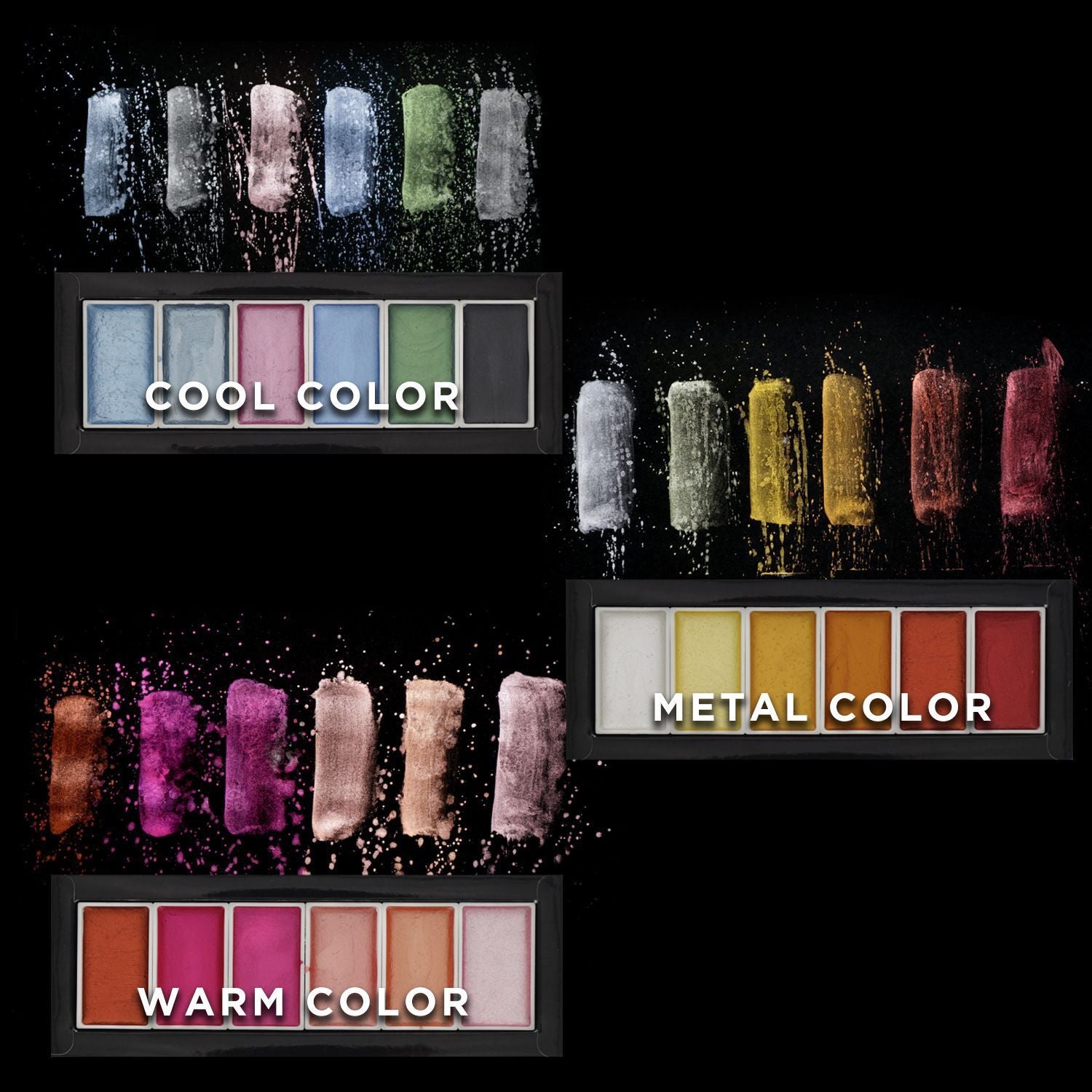 6-Color Pearl Metallic Solid Watercolor Paint Set