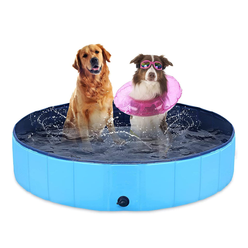 Foldable Dog Pool Kiddie Pool Hard Plastic Pool for Kids Portable Dog Pool PVC Pet Swimming Pool Collapsible Pool Dog Bathing Tub Dog Swimming Pool Suitable for Indoor and Outdoor (32 x8 Inch)