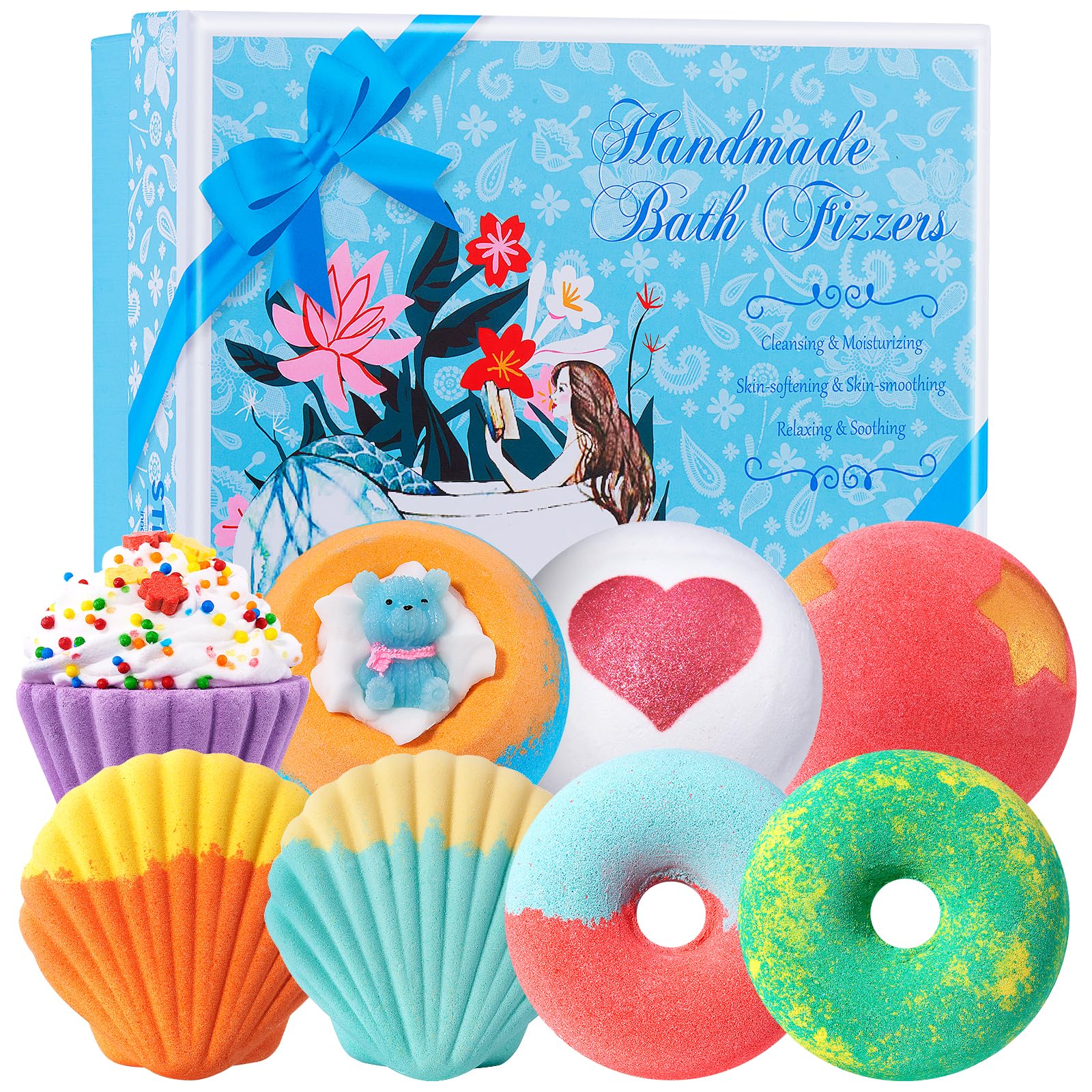 STNTUS INNOVATIONS Bath Bombs 7 Natural Bath Bomb Gift Set Bubble Bathbombs for Women Kids Shea Butter Moisturize Gifts for Mom Her Girlfriend Mothers Day Gifts for Birthday Valentines Christmas