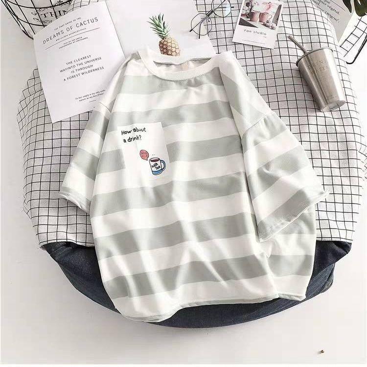 Summer Korean Style Loose Striped Short Sleeve T-Shirt