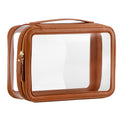 Vorey X-Large Clear Makeup Bag for Women Portable Travel Makeup Bag Organizer Waterproof Toiletry Bag Cute Makeup Bags Cosmetic Bag Makeup Pouch Brown