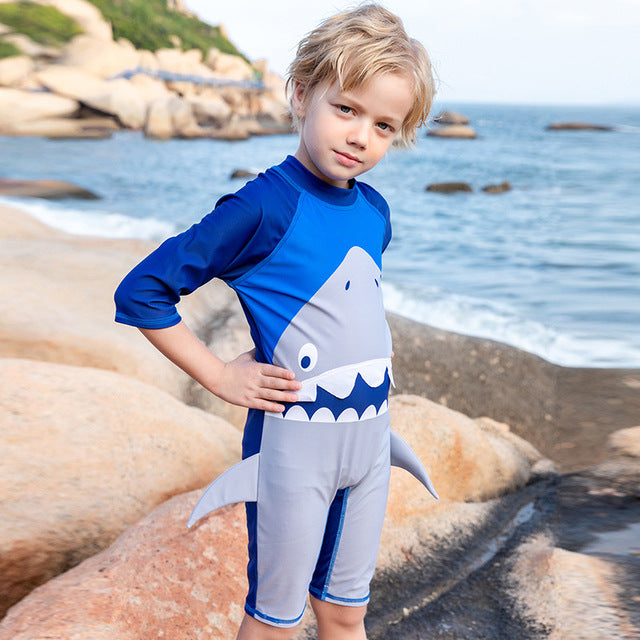 Maillot de bain une pièce pour garçons avec motif de requin mignon