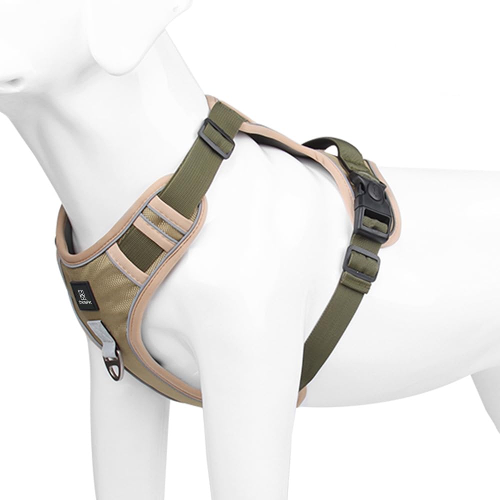 No Pull Tactical Dog Harness for Small Medium Dogs Easy Control Service Dog Vest Harness Training Walking Adjustable Reflective Tactical Pet Harness (Green M)