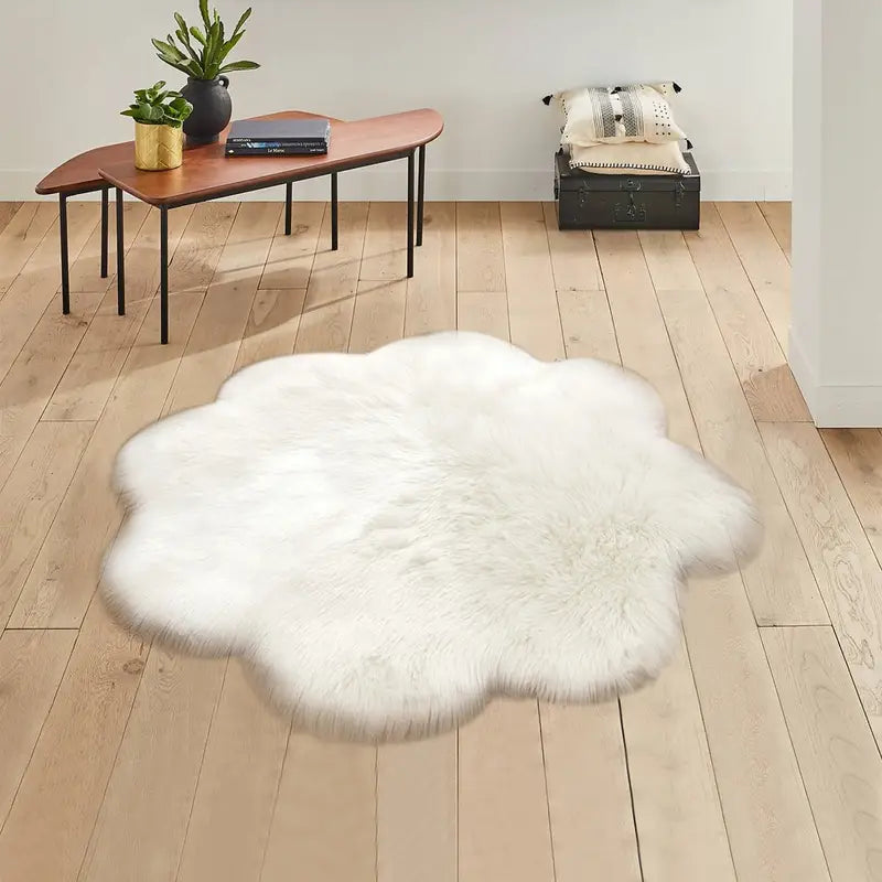 Fluffy Floral Shaped Area Rug - Non-Slip Design