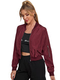 OYOANGLE Womens Lightweight Bomber Biker Jacket Zip up Windbreaker Crop Bomber Jacket Coat Maroon XL